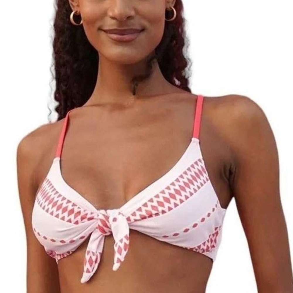 NWT lemlem Jemari Tie Front‎ Bikini Top XL Pink Coral Swim Resortwear Vacation